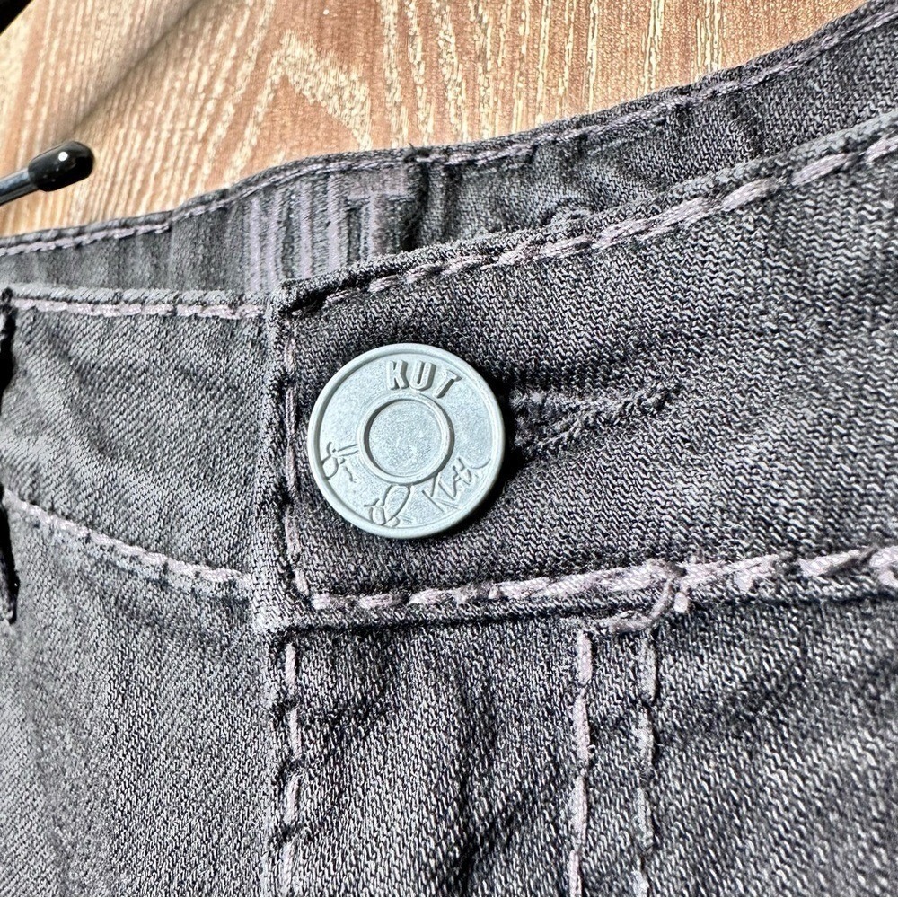 Y2K Embroidered Bootcut Denim Jeans Womens 6 Black Mid Rise Wide Leg Casual Pant - Picture 7 of 11